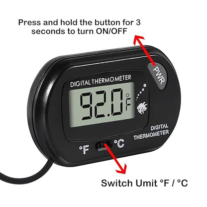 2Pcs Aquarium Thermometer Fish Tank Thermometer Reptile Fahrenheit Terrarium Water Temperature Indicator Test Digital with LCD Display Fahrenheit/Celsius