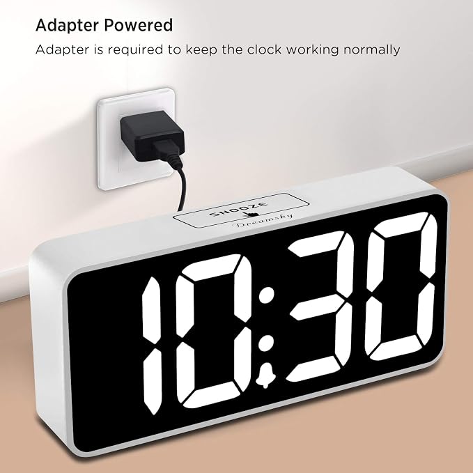 DreamSky Large Digital Alarm Clock Big Number for Seniors/Visually Impaired | 9 Inches Electric Clocks for Bedroom, Jumbo Display Fully Dimmable Brightness, USB Ports, Adjustable Alarm Volume