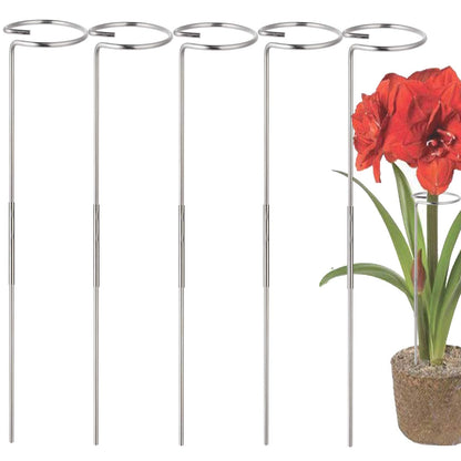 RAIKEDR 30 Inch Or 16 InchPlant Stakes for Flowers - 5 Pack (DIY), Stainless Steel Garden Tall Single Stem Support Stake Plant Cage Support Rings with Adjustable Height Fit Flowers, Plant Stable