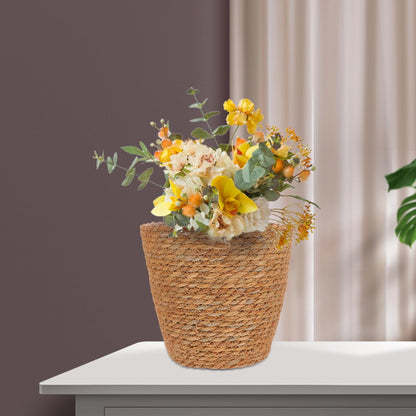 SUPVOX 2pcs Woven Plant Basket with Plastic Liner, Rattan Flower Pot Cover for Indoor Plants - Boho Farmhouse Home Decor