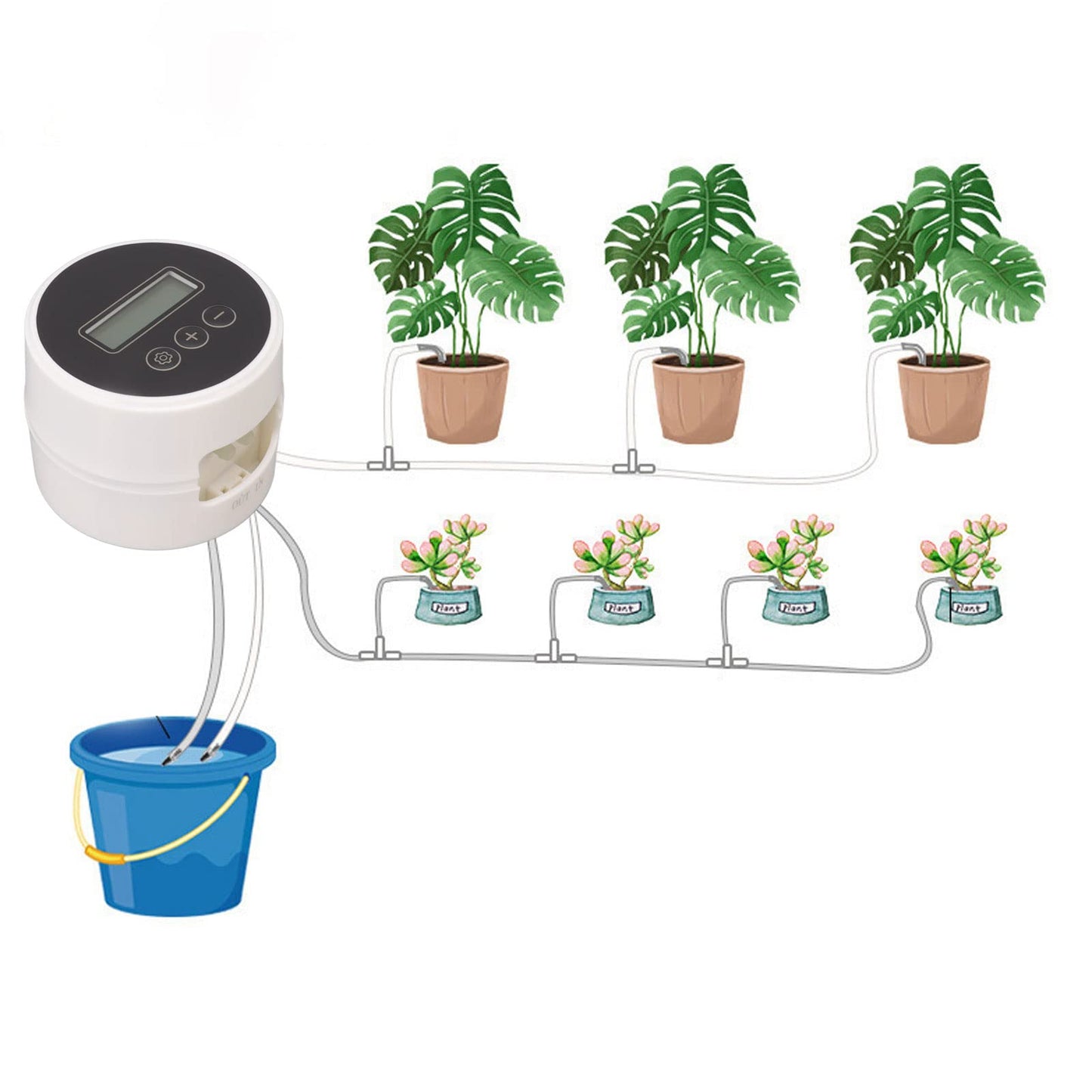 Mtlavishness Automatic Irrigation Waterer for Potted Plants Indoor Timer Controlled Watering System 10m Hose Supports 15 Pots Garden Yard Deck Use (15m 20 Pots)