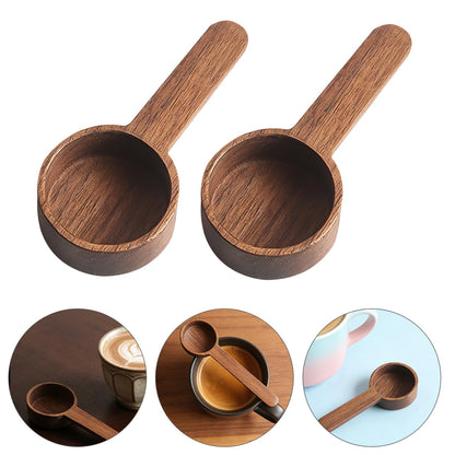 HEANUJJ 2pcs Wooden Coffee Spoon 1/4 Cup Measuring Coffee Ground Spoon - Wood Tablespoon for Sugar Tea Bath Salt Ground Canisters Jar Portable