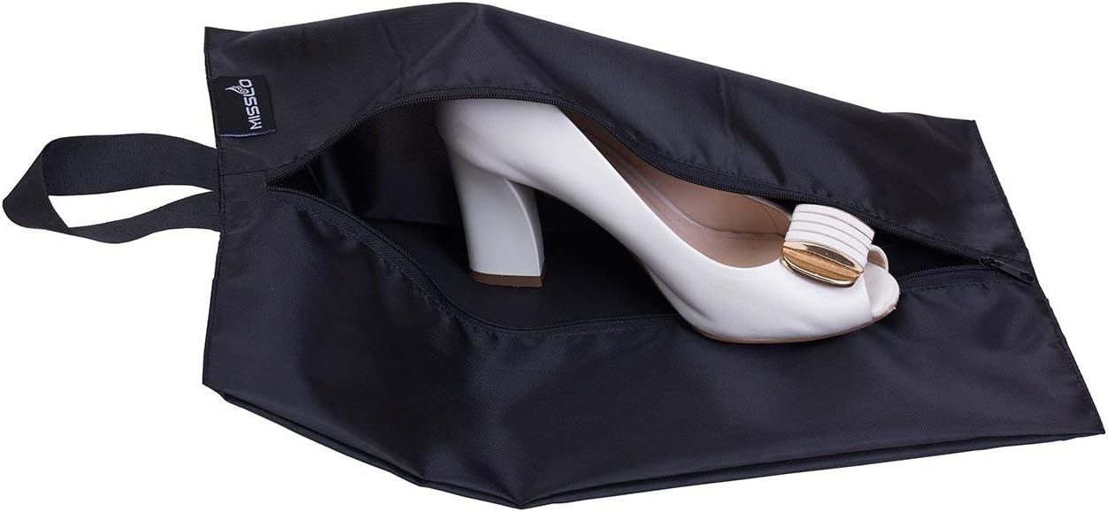 Misslo Portable Nylon Travel Shoe Bags with Zipper Closure Large Shoes Storage Organizers Pouch for Travel Accessories (4 Packs, 15 inch)
