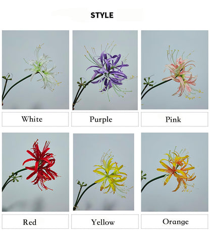 Qingriver 6 Sets 67 CM Lycoris Radiata Artificial Spider Lily Flowers Stonegarlic Clusteramaryllis for Home Garden Wedding Party Decor (Pure White)