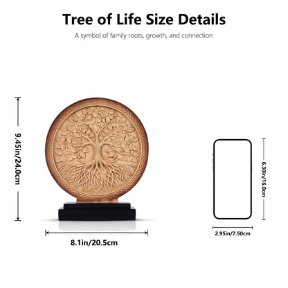 LCCCK Tree of Life Statue, Resin Round Tree Sculpture for Cabinet Decor, Shabby Chic Knick Knacks, Living Room Mantle Entryway Table Top Accent, Symbolic Family Roots Home Decor