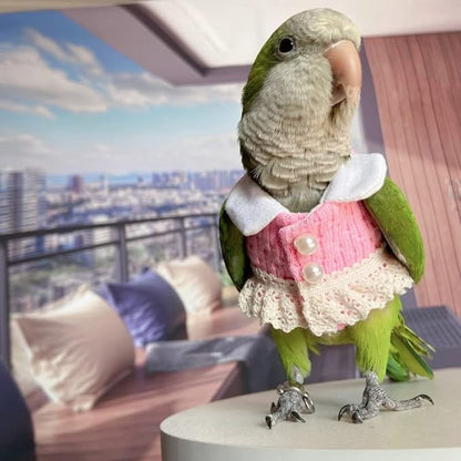 Bird Diaper Flight Suit - Pink Top Bird Clothes Cosplay Photo Prop for Parrots, Lovebirds, Parakeets, Cockatiels & Small Animals (Senegal)
