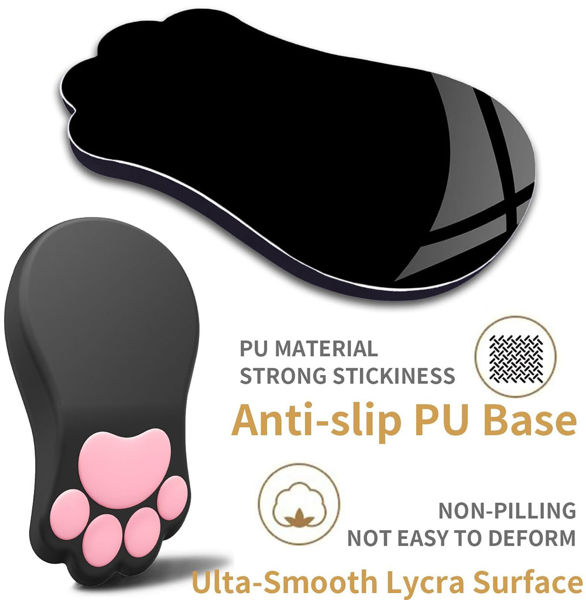 L-SPOUTTO Ergonomic Mouse Pad with Wrist Rest,Cute Cat Paw Mousepad Wrist Support,Comfortable Massage Design Computer Pain Relief Mouse Pad with Non-Slip PU Base for Desk Laptop Gaming Office,Black