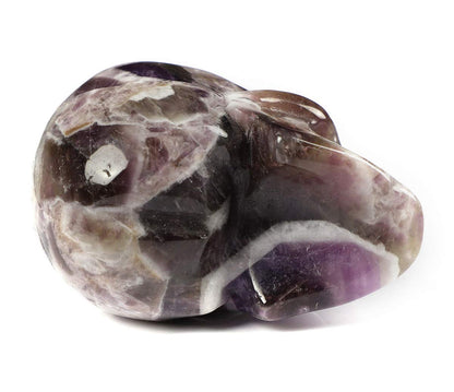 Skullis 2.0" Dream Chevron Amethyst Crystal Skull, Hand Carved Gemstone Fine Art Sculpture, Reiki Healing Stone Statue.1407