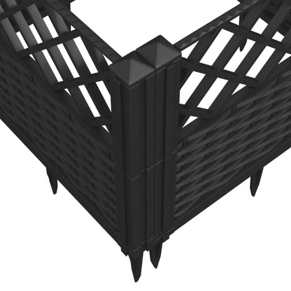 ZXQVLMRS 17.1 Inch Square Garden Planter, Modular Outdoor Plant Pot with Basketweave Pattern, Durable Matte Black Flower Container for Patio, Balcony, and Terrace Decor