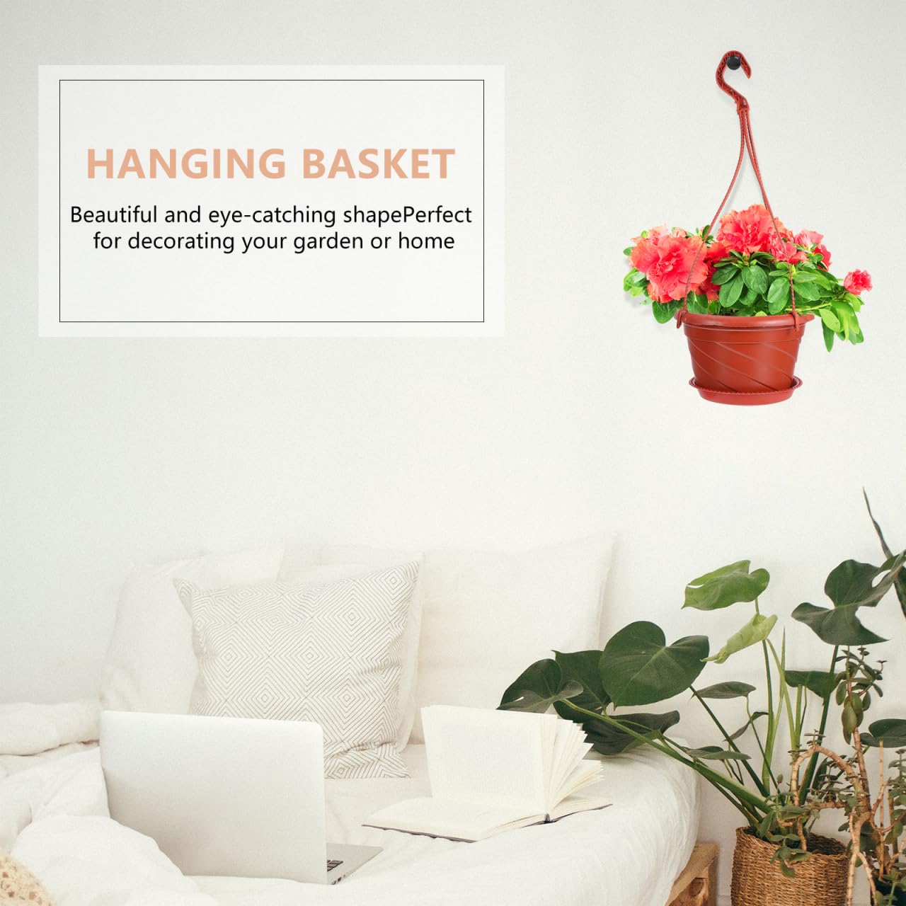Yardwe 10Pcs Plastic Hanging Planters with Hooks Garden Planters for Indoor Outdoor Balcony Decor Durable Plastic Hanging Flower Pots with Drainage Holes