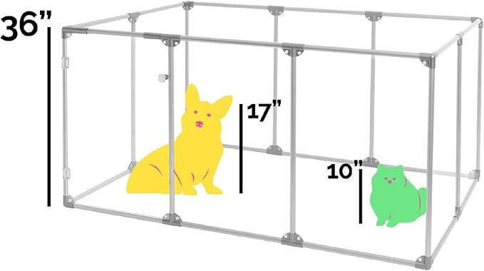 Clearly Loved Pets 36" Tall Large Lucidium Pet Pen, Silver