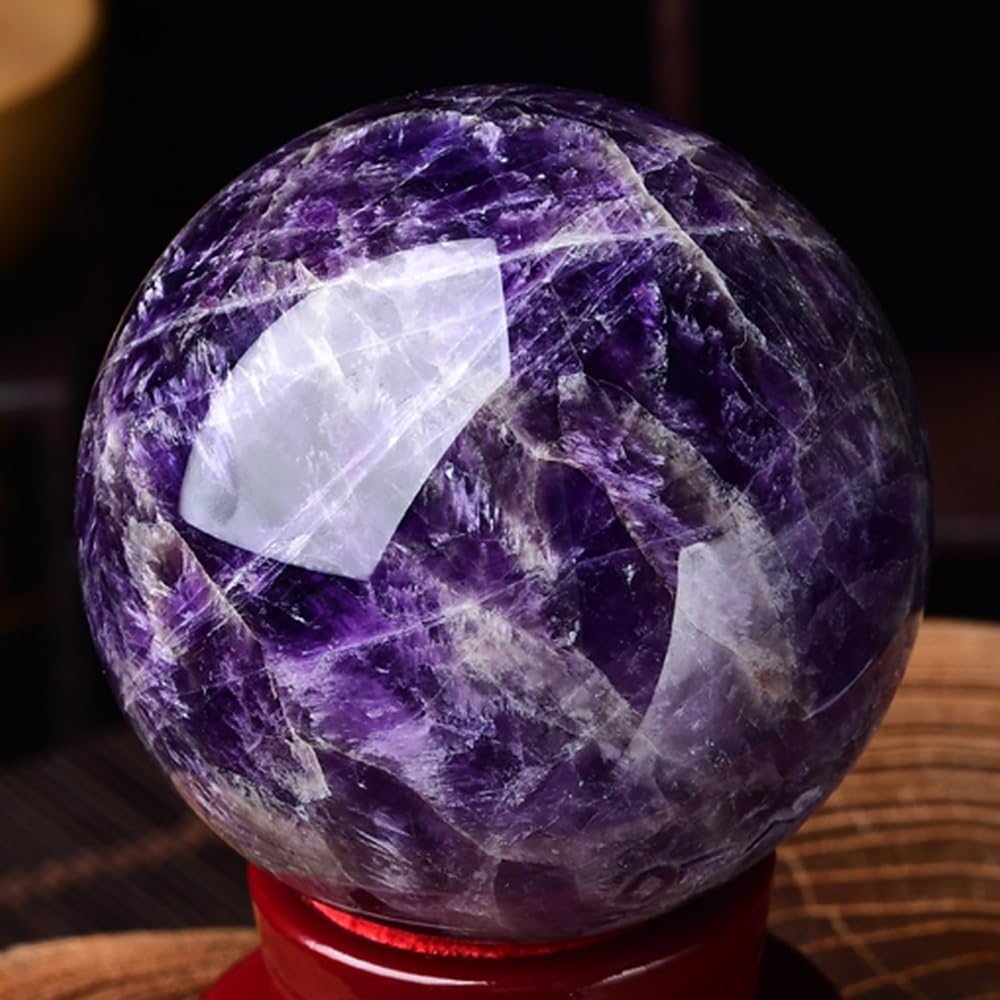 1.97-2.36inch/5-6cm Natural Amethyst Crystal Ball, Hand Polished Purple Quartz Sphere, Reiki Healing Decorative Sphere, Chakra Energy Stone Crafts, Feng Shui Home Desktop Ornament, Crystal Collectible