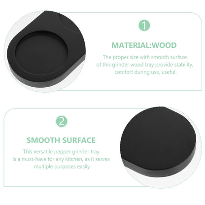 Luxshiny Salt and Pepper Mill Tray, Wooden Salt Pepper Grinder Accessories (Inner Dia 2.28 inch / 5.8cm) fit many Mills & Shakers Black