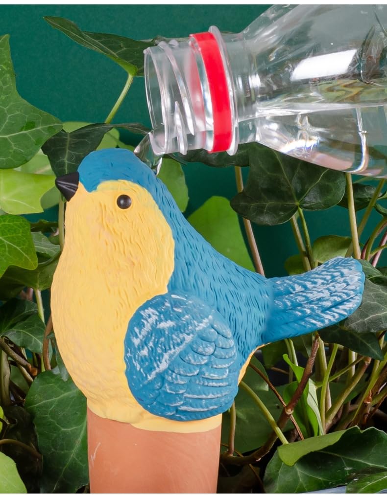 Qinsuikai 4 Pcs Bird Shape Plant Watering Globes, Terracotta Watering Spikes Suitable for Indoor and Outdoor, Vacation Self Watering Planter Insert (Bird)