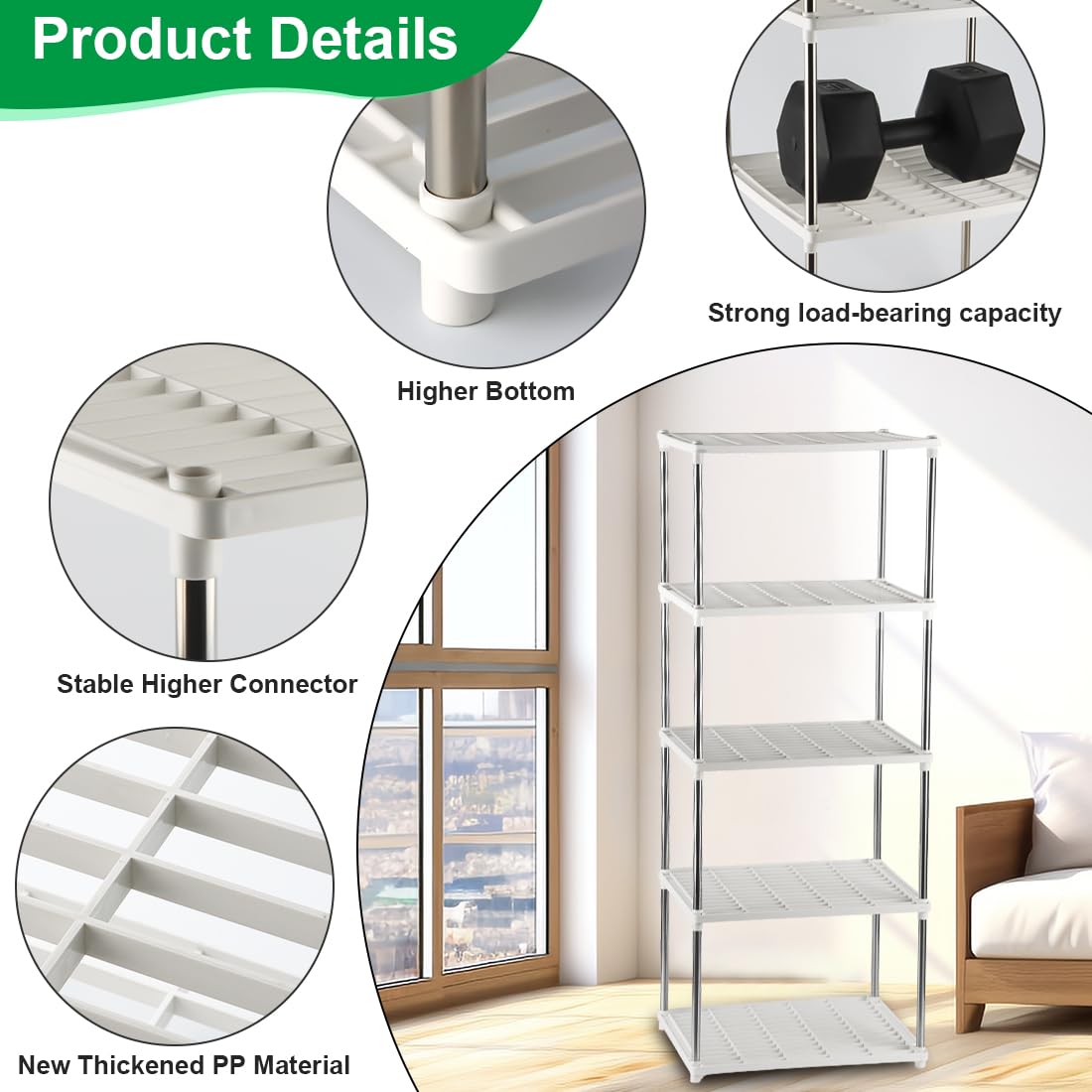 RooTrimmer 5 Layer Seed Starter Tray, Plant Stand, Storage for Nursery Pot Seedling Cell Tray Container Indoor/Outdoor Plant Rack Holder (White)