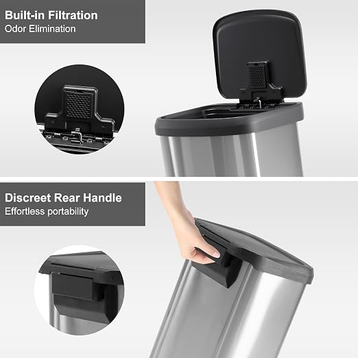 DUMOS 21 Gallon Kitchen Trash Can with Lid, 80 Liter Large Step Garbage Can with Soft-Close Lid & Durable Foot Pedal, Stainless Steel Waste Bins Trash and Recycle Bin Combo for Kitchen Home Office