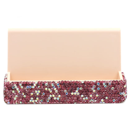 Bestbling Bling Rhinestone Crystal Business Card Holder for Desk Business Card Display Stand Desktop Business Card Holders (Pink)