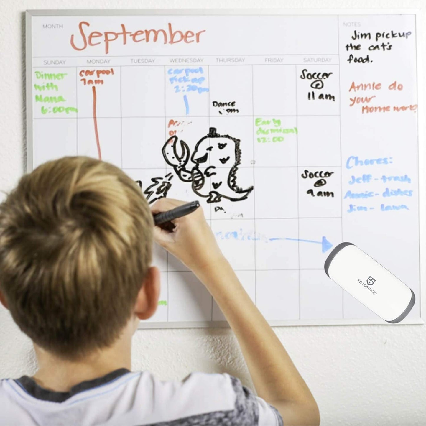 Magnetic Dry Erase Board Eraser - Whiteboard Eraser with Strong Magnet Enough for Glass Whiteboard, Fridge Calendar, Felt Bottom Surface