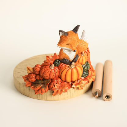 Bicuzat Autumn Maple Leaves Pumpkin Pattern Paper Towel Holder Stand, Resin Fox Crafts Display for Kitchen Countertop, Halloween, Harvest Festival, Cafe, Restaurant