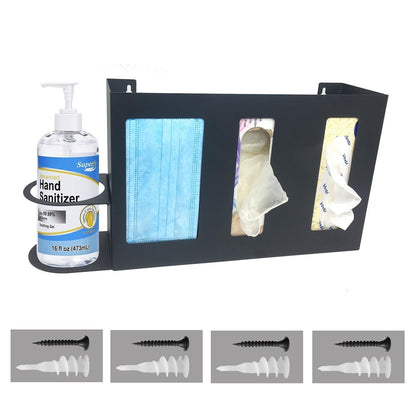 QiaoYoubang Steel Sanitizing Station Dispenser Stand, Wall Mounted Organizer for Face Masks, Glove Box and Hand Sanitizer or Others in Office, Gym, Schools, Hospital, Laboratory or Other Public Sites