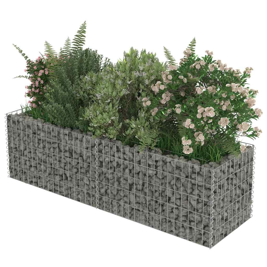 Gabion Raised Bed Silver Galvanized Steel 70.9 x 19.7 x 19.7 in, Gardening, Pots & Planters, 143559