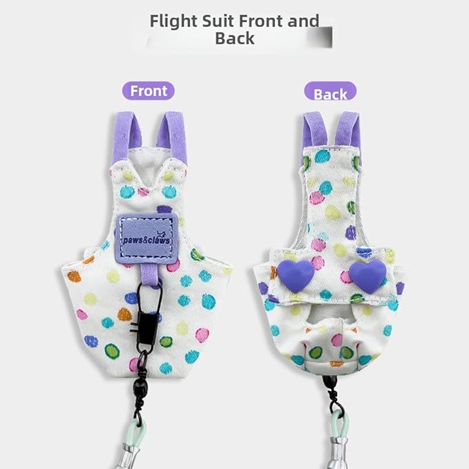 Bird Harness Leash Set Adjustable Vest Anti-Lost Wrist Strap for Parakeet Cockatiel Conure Lovebird (Purple, Show Budgie/Lovebird 5 * 8.5cm / 4g)