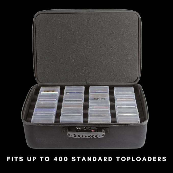 Card Titan Toploader and One Touch Trading Card Storage Box with Zipper Lock - Sports Card Deck Box Fits Up to 400 Sleeved Collectible Sports Cards or up to 80 Magnetic Cases
