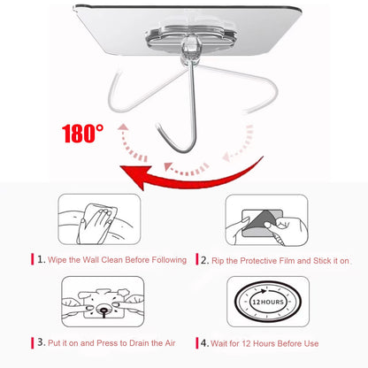 DDMY 36 Pack Heavy Duty Hooks Self Adhesive Large Hooks for Hanging,Wall Transparent Reusable Waterproof Hook for Kitchen Curtain Towel Hook for Bathrooms Coat Hook for Walls No Damage