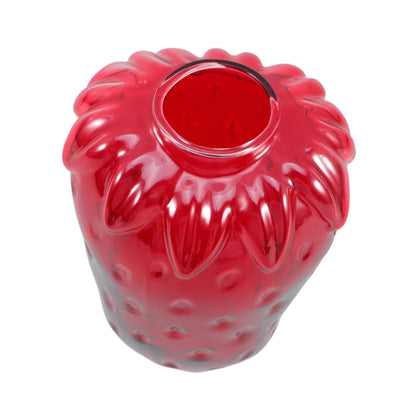 UPKOCH Creative Strawberry Glass Vase Cute Hydroponic Plant Propagation Station Decor for Flowers for Birthdays and Housewarmings