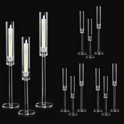 Vincidern 12pcs Clear Taper Candle Holder, Wedding Centerpieces for Tables, Acrylic Candlestick Holder for Dining Table, Long Candle Stick Candle Stand for Wedding, Party, Holiday, Event Decor