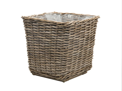 Kouboo Planter Woven Rattan Indoor Outdoor with Drainage Holes Tall Cute Pots Square for Olive Tree Large