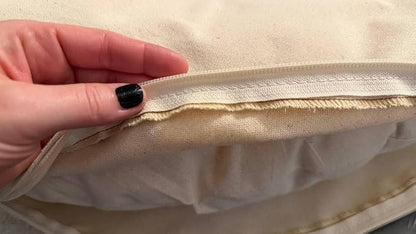 Natural 100% Cotton Canvas Round Dog Bed Cover Eco Friendly Durable Pet Bedding Dog Cushion Covers with Zippers Machine Washable Covers (Beige, X Small 18 Inches)
