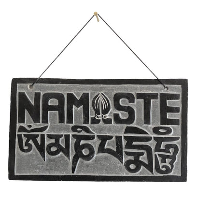 14cm / 5.5'' Fair Trade Nepalese Stone Om Sign namaste stone sign om padme welcome door hanger buddhist