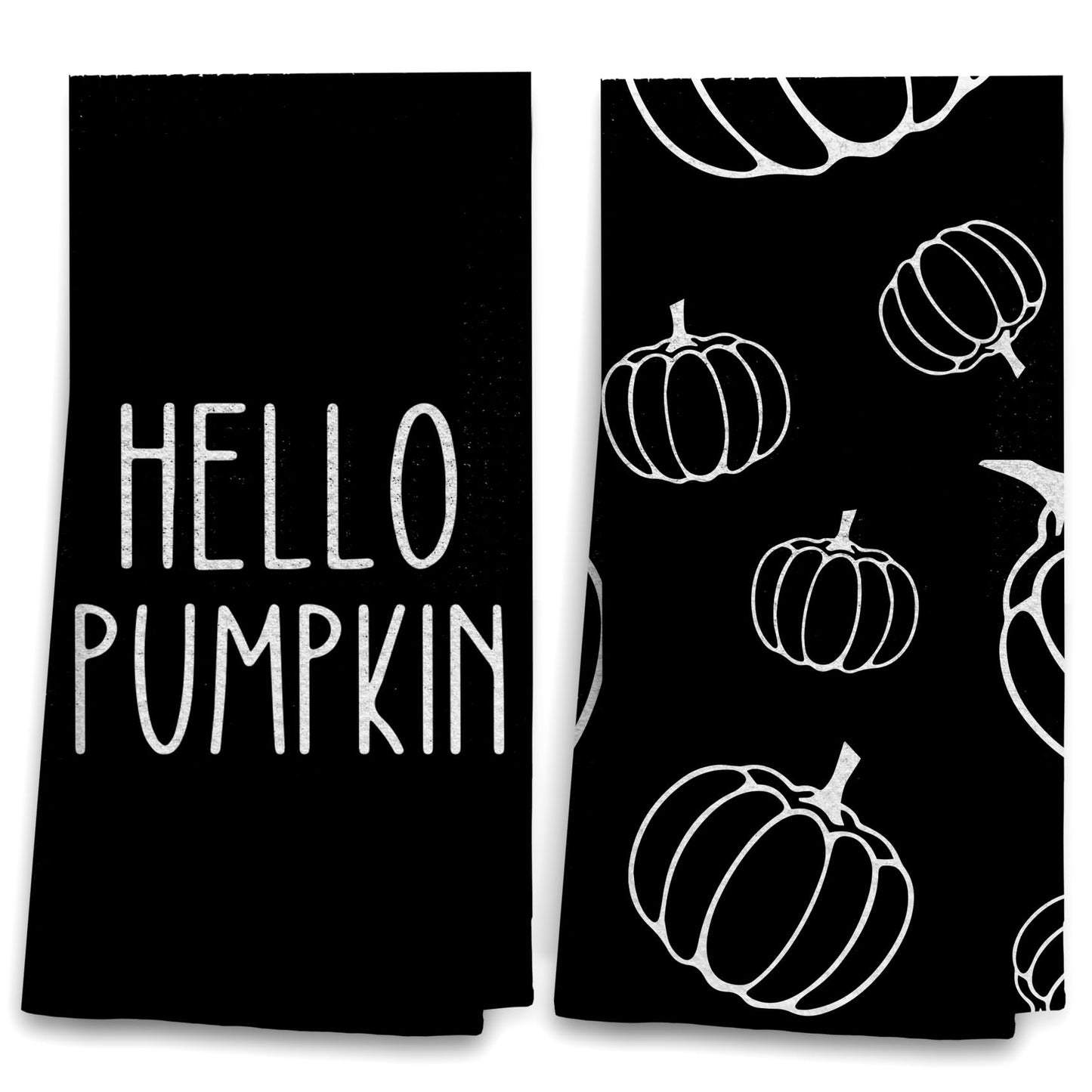 OHSUL Black Fall Kitchen Towels, Autumn Pumpkin Decor, Hand Dish Towels, Bathroom Decorations for Home, Housewarming Gifts, Set of 2