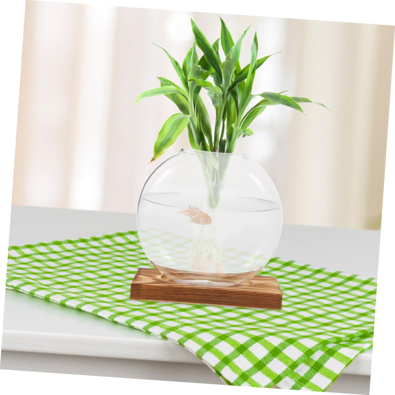 Cabilock 2pcs Glass Propagation Vases with Wooden Stand, Small Hydroponic Planter for Plants, Desktop Terrarium Container Suitable for Home and Office Décor