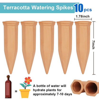 10 Pieces of Plant Watering Piles, Plant Watering Devices,Plant Water Seepage Devices, Clay self Watering Nails, Used for Automatic Watering Systems for Indoor and Outdoor Plants in Vacation Homes