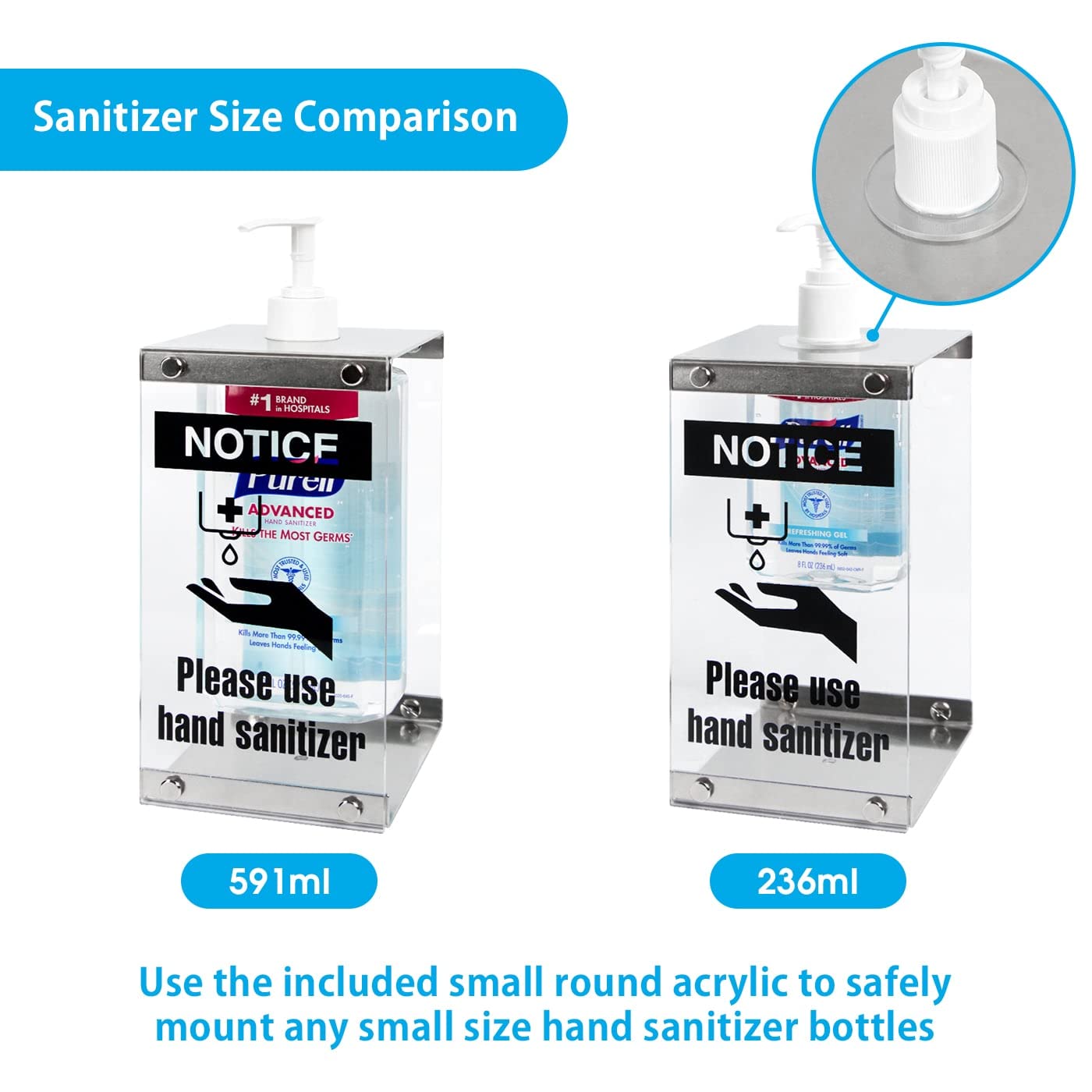 J JACKCUBE DESIGN Acrylic Box Hand Sanitizer Bottle Holder Dispenser, Pump Bottle Holder Free Standing for Restaurant, Bar, Counter, Kitchen, Shelves-MK909A