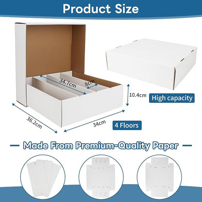Trading Card Storage Box 3120 Count Collector Cards Box White Sports Card Storage Boxes Card Sorting Tray Cases Cards Collection Trading Cards Box for Soccer Basketball Cards (8 Set)