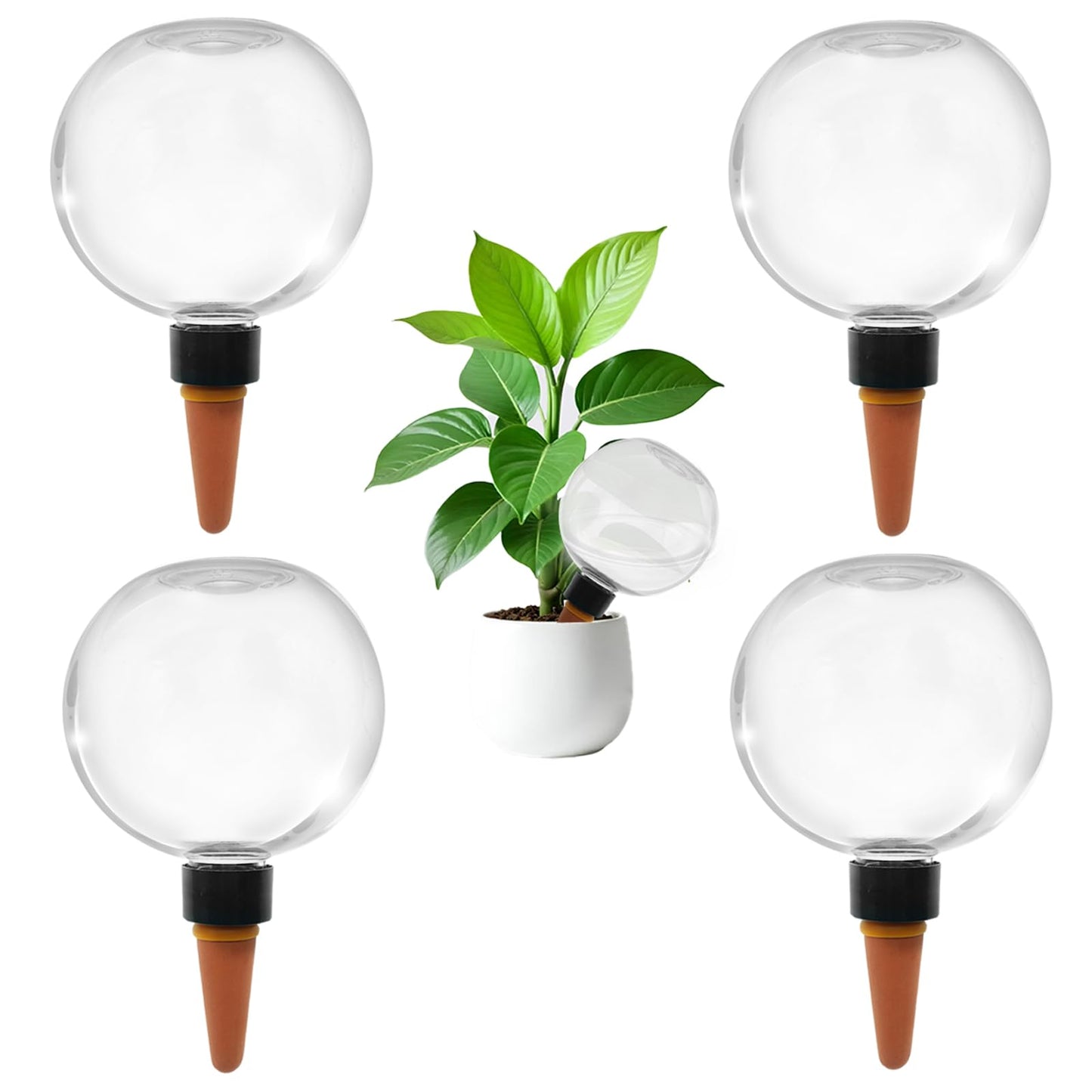 Lihopeght 4pcs Self Plant Watering Globes for Indoor and Outdoor Plants Plastic Automatic Plant Watering Bulbs Insert 17.5 oz with Slow Release Control Water Dripper for Plants (Clear)