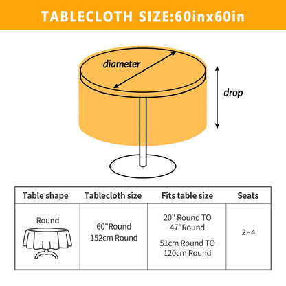 Halloween Goth Skull Tablecloth, Gothic Skeleton Table Cloth Waterproof, Halloween Kitchen Table Decor for Dining Holiday Party 60x60 Inch Round