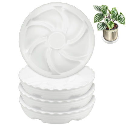 M METERXITY 4-Pack Plant Saucer, 6.9 Inch/17.5 cm Plastic Plant Trays Thicker for Pots/Indoor/Outdoor/Water Drainage and Protection, Flowerpot Drip Tray [White]