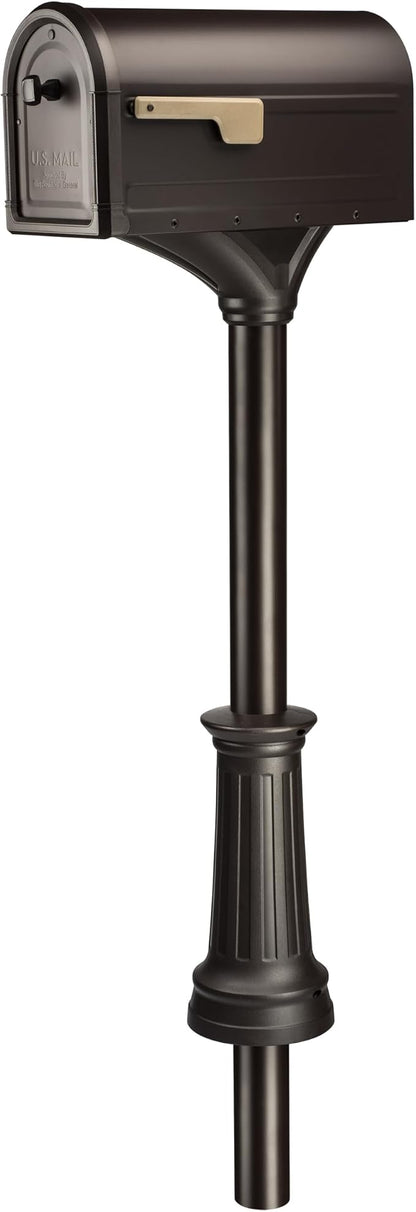 Architectural Mailboxes Roxbury Mailbox with Post, Rubbed Bronze, Large | Includes the matching post and all hardware. Galvanized steel build and rust-resistant powder-coat finish. USPS approved.