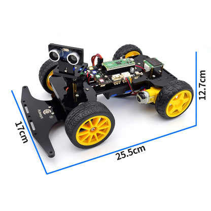 Adeept Smart Car Kit Compatible with Raspberry Pi Pico, Line Tracking, Obstacle Avoidance, Colorful Light, DIY STEM IR Remote Controlled Educational Robot Car Kit with MicroPython Code and Tutorials