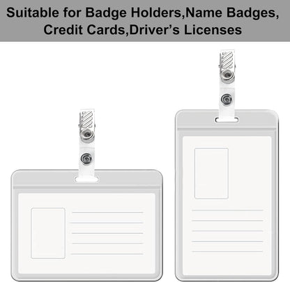 Happy Trees 200 Pcs Metal Badge Clips with Clear PVC Straps, ID Holder Clip for Badge Holders, Name Tags, ID Cards, Work Badges