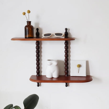 FRIADE 2-Tier Wall Mounted Floating Shelf with Two Roman Columns, Decorative Display Shelf for Entrance, Bathroom, Bedroom, Living Room, Kitchen, Office (Brown)