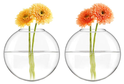 Mkono Wall Hanging Glass Terrariums Planter Oblate Flower Vase for Hydroponics Plants, Bathroom, Home Office Living Room Decor, Set of 2（Plants not Included）