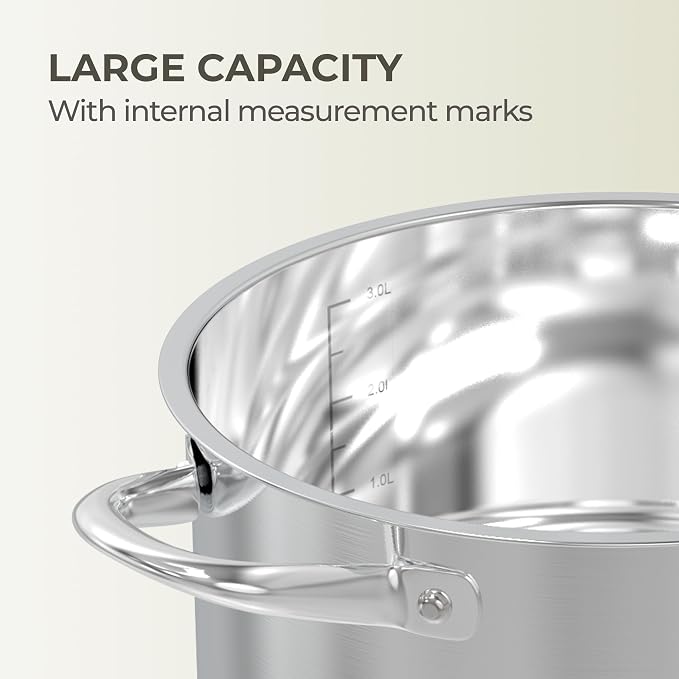 Sunhouse Stock Pot with Lid - 12 QT Large Pot for Cooking Pasta, Soup, Spaghetti - Impact Bonding Base Big Stainless Steel Pots for Canning, Boiling - Oven Safe & Induction Compatible Cookware