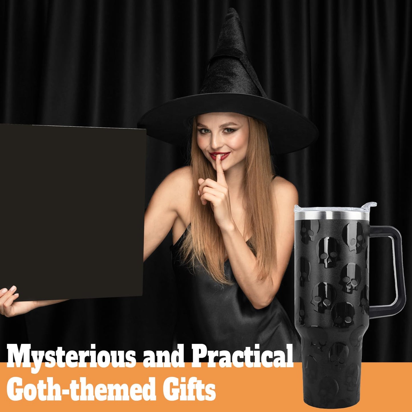 sxmluedn Goth Gifts Goth Tumbler Halloween Tumbler 40 Oz 3d-Printed Skull Gifts Cup For Women Men Spooky Skeleton Travel Mug with Handle Lid and Straw