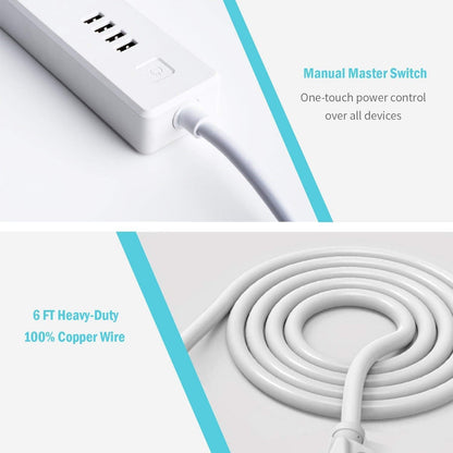 meross Smart Plug Power Strip, WiFi Flat Outlet 15A Compatible with Apple HomeKit, Siri, Alexa, Google Assistant & SmartThings, with 4 AC Outlets & 4 USB Ports, 6 Feet Surge Protector Extender
