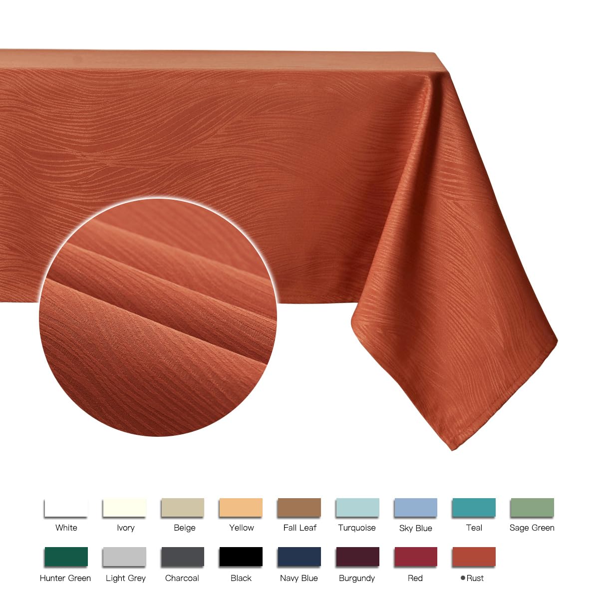 maxmill Jacquard Tablecloth Swirl Design Spillproof Wrinkle Free Heavy Weight Soft Table Cloth Halloween Decorative Fabric Table Cover for Fall Harvest Thanksgiving Dinner, Square 52 x 52 Inch Rust